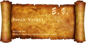 Benik Virgil névjegykártya